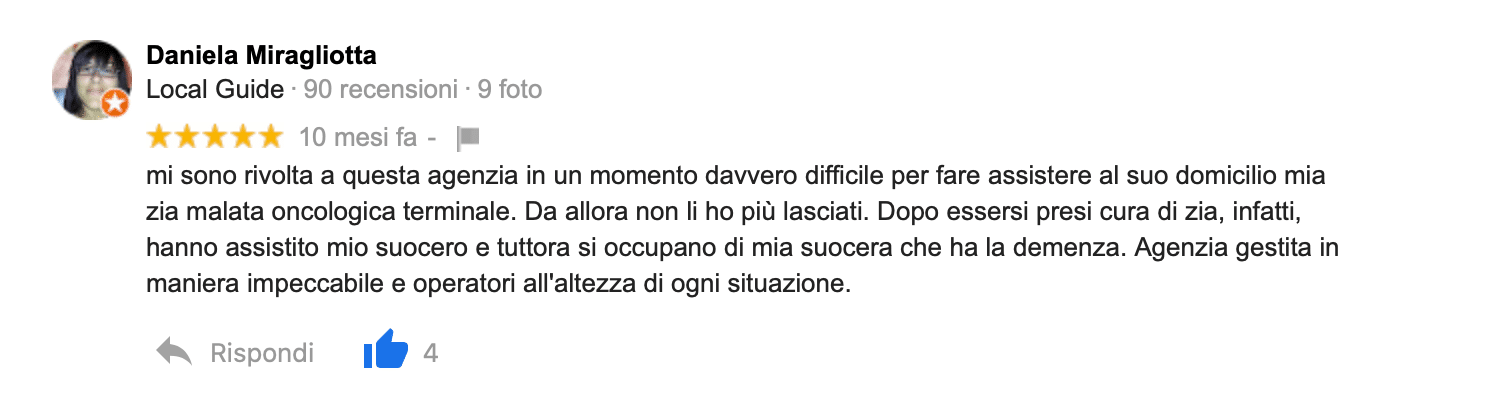 Recensioni Agenzia Badanti Torino Agenzia Assistenza anziani Torino