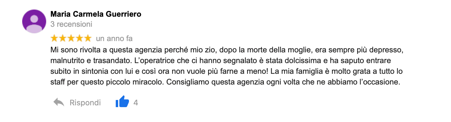 Recensione Assistenza anziani torino - Agenzia Badanti Torino