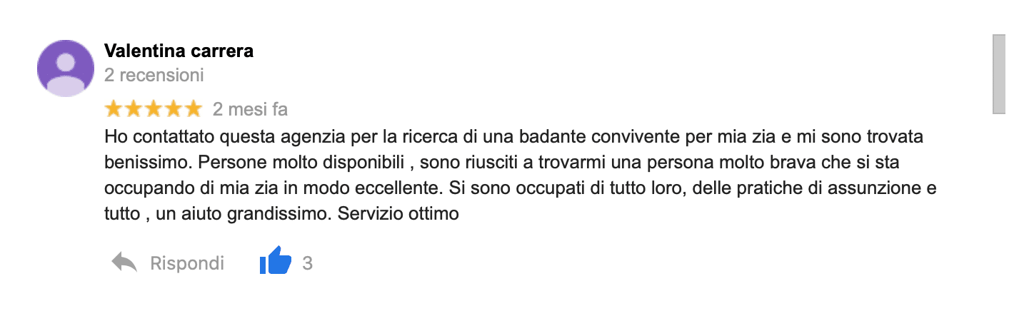 Recensione Assistenza anziani torino - Agenzia Badanti Torino